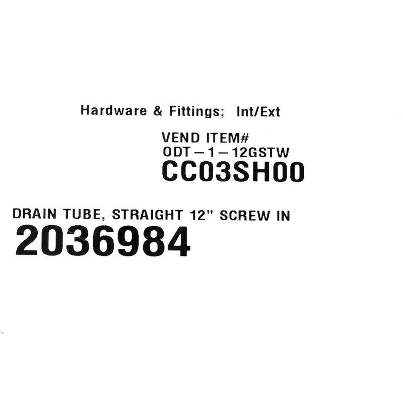 Th Marine ODT112GSTW 12 Drain Tube W/ Boot & Screen