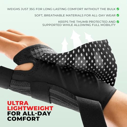 Thumb Brace Splint – Adjustable Spica Support for Trigger Thumb, Arthritis, Tendonitis & Sprains, Breathable Thumb Support for Pain Relief, CMC, De Quervain & Daily Use, Left/Right Hand Small