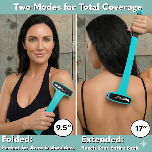 bearback Lotion Applicator for Back & Body Long-Reach Roller for Even Lotion, Sunscreen, Self-Tanner & Medication Application Foldable, Reusable, No-Help Design American Small Business (Teal) Teal