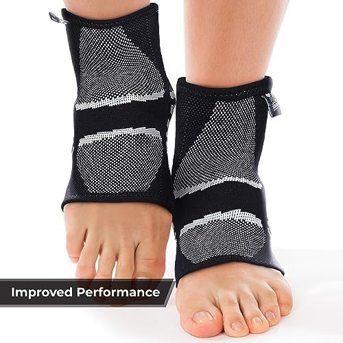 Nordic Lifting Ankle Brace Compression Sleeves (1 Pair) - Professional Support for Men Women Sprained Ankle Achilles Tendonitis Recovery & Prevention - Adjustable Fit with 1 Year Warranty Medium