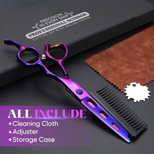 JASON Hair Cutting Scissors Shears- 6" 2 in 1 With Detachable Comb Purple 6 inches - 2-in-1 with Comb (Purple)