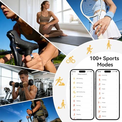 Smart Ring Fitness Tracker, Heart Rate Monitor, Sleep Tracker for Women Men Gold 11