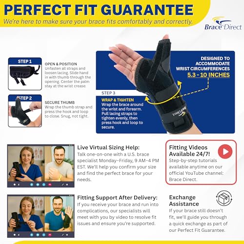 Brace Direct Wrist Brace & Thumb Spica Splint for Carpal Tunnel & Arthritis Left Wrist - Universal