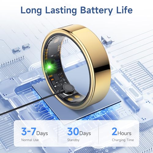 Smart Ring for Women Men, Health Tracker, Fitness Ring (Gold, 7#) Gold 7#