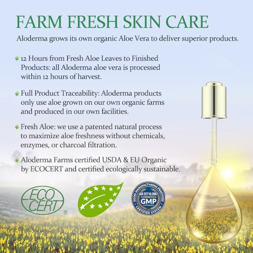 Aloderma Hydrating Facial Toner, 91% Organic Aloe + Hyaluronic Acid, 4.2 oz