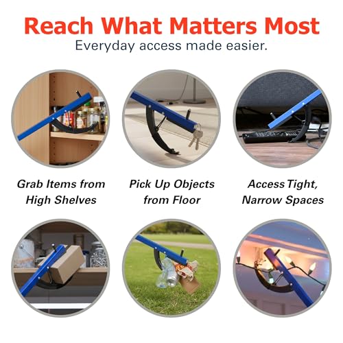 Sammons Preston Reacher, 26" Lightweight Grabber Reacher Tool with Magnetic Tip, Ergonomic Grip & Claw Jaw, Portable Reaching Aid for Seniors, Daily Living & Home Use, Standard Blue, 3 pack 26" Standard, Blue