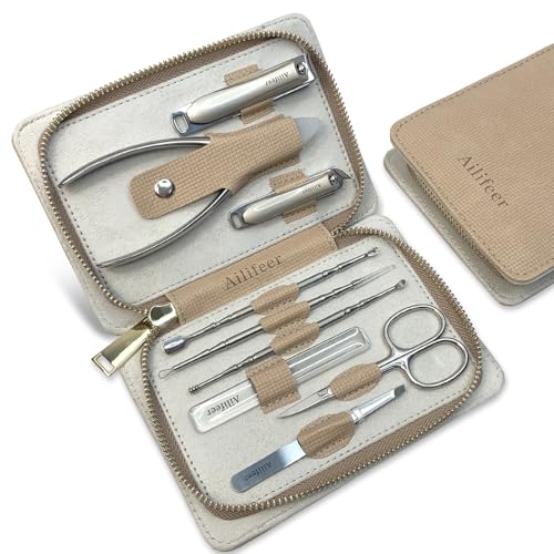 Manicure Kit, 9-in-1 Stainless Steel Professional large Nail Cutters Set Silver-9