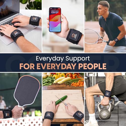 Copper Compression Wrist Wraps (2 Pack) – Adjustable Copper Infused Wrist Support for Weightlifting, Workouts, Injury Recovery, Carpal Tunnel, Tendonitis, and Pain Relief – Breathable and Comfortable Straps