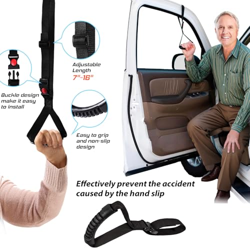 4pc Mobility Standalone Kit:Car Door Assist Handle for Elderly & Adjustable Standing Aid Safety Handle & Liberty Lift Assist with Hook Gift for Seniors, Disabled, Pregnant to Convenient Travel