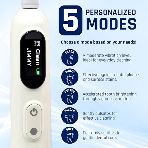 White Electric Toothbrush with Travel Case & 8 Vibrating German Pedex Bristle Brush Heads