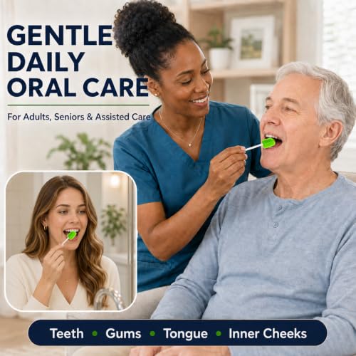 Oral Swabs Disposable 200 Count, 6-Inch Long Handle Soft Sponge Mouth Swabs Green