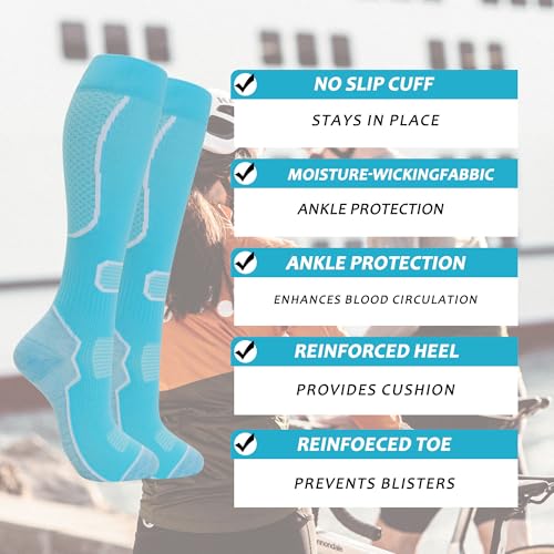 fenglaoda 6 Pairs Compression Socks for Women & Men Knee High Cute Circulation Socks for Nurse Pregnant Travel Athletic Small-Medium 01-6pairs-07