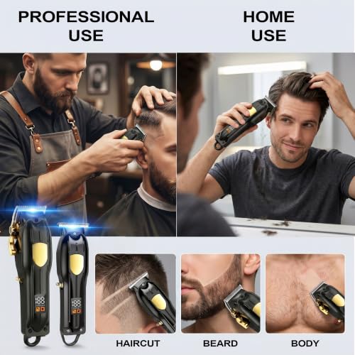 SHYEEH Hair Clippers for Men Set, Hair Trimmer & Beard Trimmer for Men Set Black
