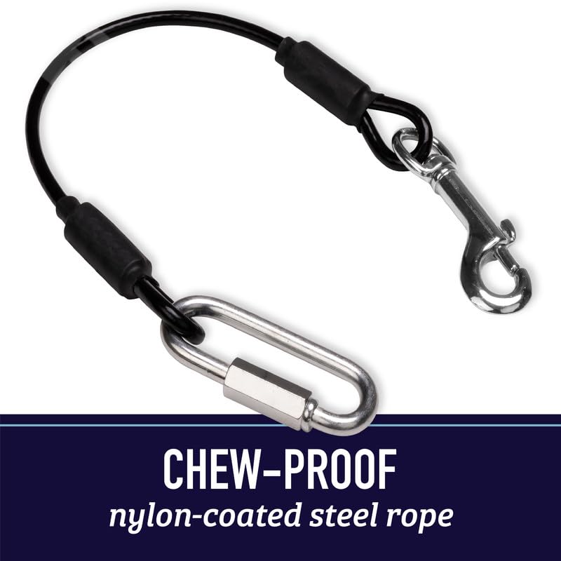 Leash Boss Dog Car Seat Belt Restraint - No-Chew Heavy Duty Car Seatbelt for Pets - 5 Sizes - Coated Steel Rope to Prevent Chewing (21 in) - Dog Seat Belt Tether - Dog Seatbelt for Car Black - 1-Pack 21in - BeesActive Australia