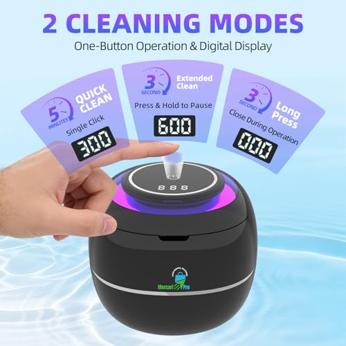 Upgraded Ultrasonic Retainer Cleaner Machine, 45kHz Dental Cleaning Pod for Retainers, Dentures, Aligners, Night Guards, Mouth Guards, Braces, Jewelry & Toothbrush Heads, Portable 180ML Cleaner