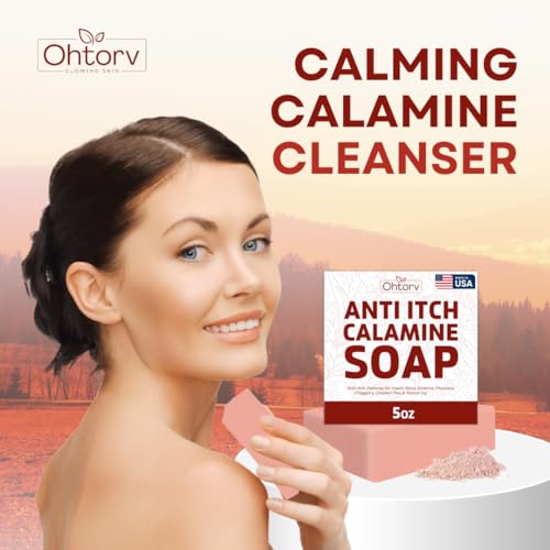 Calamine Soap Bar – All Natural Instant Itch Relief – Calming Calamine Soap for Itchy Skin, Insect Bite, Eczema, Poison Ivy Rash, Chicken Pox – Pure Anti-Itch Body Wash Made in USA – Large 5oz Bar