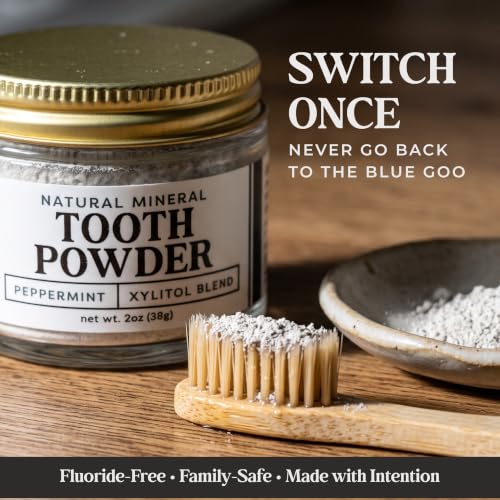 Non-Nano (Micro) Hydroxyapatite Tooth Powder, Remineralizing Toothpaste Powder, Fluoride-Free, Whitening, All Natural, 2 oz Glass Jar (with Xylitol) (Wintergreen) Wintergreen