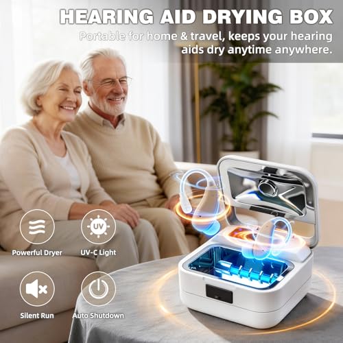 Hearing Aid Dryer Dehumidifier, 30 Mins Faster Drying Box with UV-C Light White Small