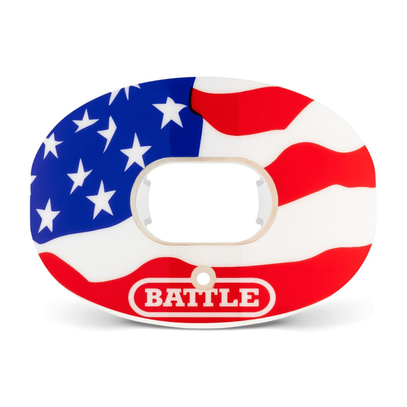 Battle Sports Oxygen Football Mouthguard - Football Mouth Guard with Strap, Superior Airflow & Better Performance, Maximum Breathability, Works with Braces - American Flag