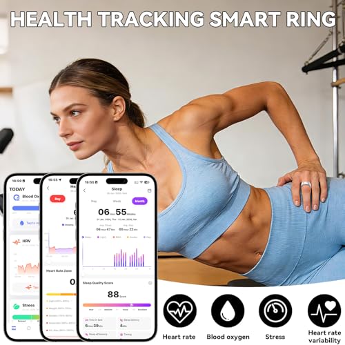Smart Ring for Women Men,Fitness Tracker,Health Ring,Sleep Tracker Black 7