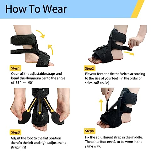 2 Pack Plantar Fasciitis Night Splint,Relieve Foot Pain Morning Foot Pain Achilles Tendinitis Foot Drop, Women & Men (Black) 2