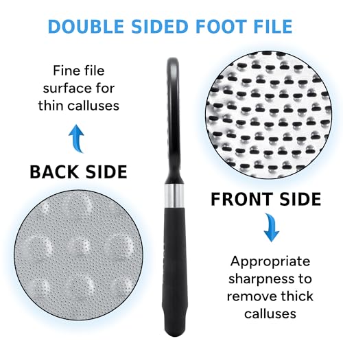 Rikans Foot File Foot Rasp Callus Remover Dead Skin Remover Double Sided Foot Scrubber Foot Care Pedicure Tool to Remove Hard Skin Can Be Used Wet or Dry Skin High Grade Stainless Steel File