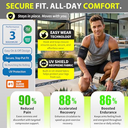 Tricep & Bicep Tendonitis Brace, Upper Arm Compression Wrap for Men Women Black Small/Medium
