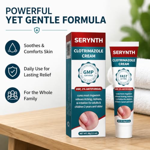 Antifungal Cream Clotrimazole 1%, Athlete's Foot & Ringworm Care, 30g
