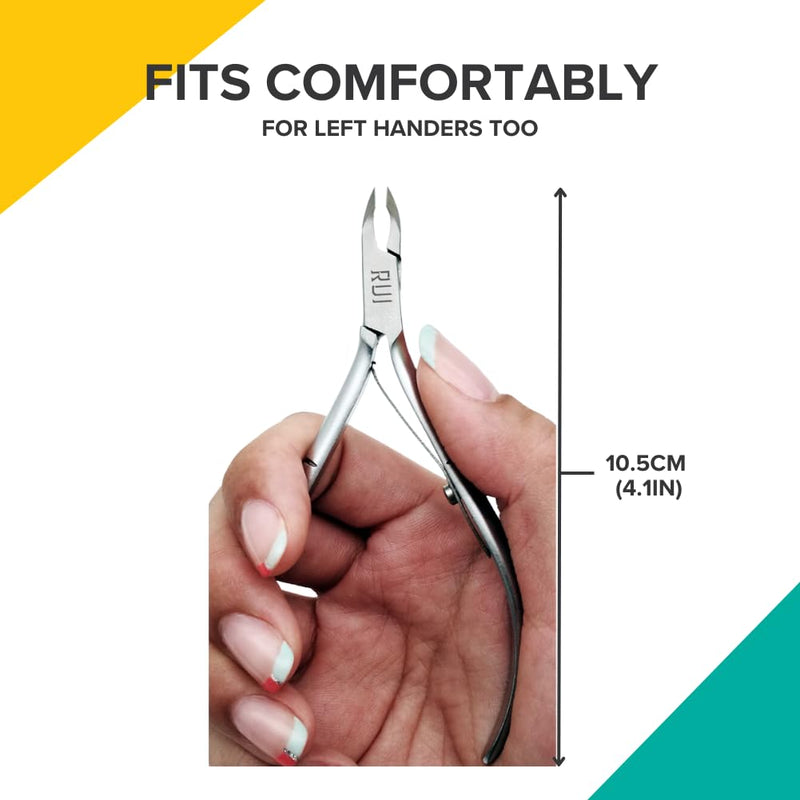 Rui Smiths Professional Cuticle Nippers | Precision Surgical-Grade Stainless Steel Cuticle Trimmer, French Handle, Double Spring, 5mm Jaw (Half Jaw) Double Spring 5mm Jaw