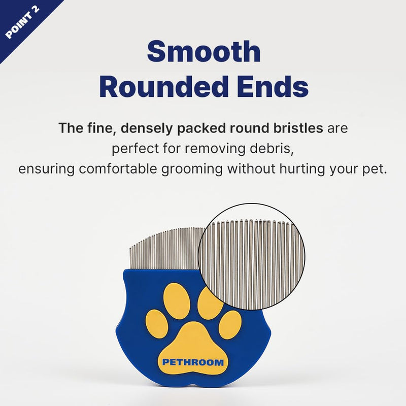 [PETHROOM] Easy Facial Comb | Pet Eye Booger Remover Comb for Cats and Dogs | Round Head Fine-Tooth Metal Comb for Tear Stains | Stainless Steel Cleaner and Grooming Tool | Dog eye comb - BeesActive Australia