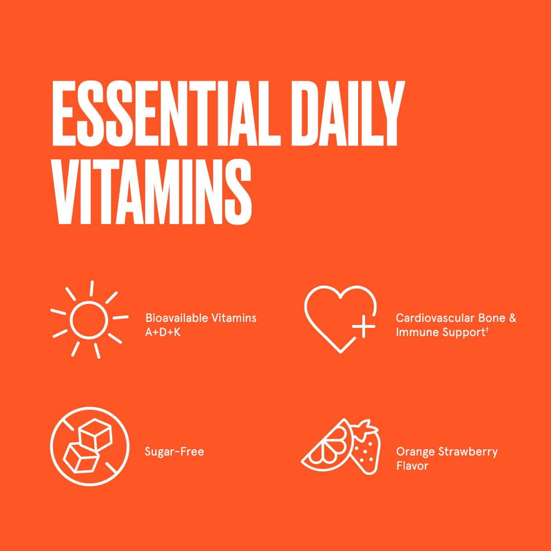 Bulletproof Sugar-Free Orange Strawberry A+D+K Vitamin Gummies, 60 Count | Keto Supplement for Heart, Bone and Immune Support, New and Improved Formula and Texture 60 Count (Pack of 1)