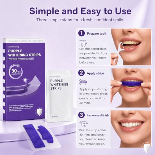 Purple Teeth Whitening Strips, 14 Treatments, Pap, Peroxide-Free