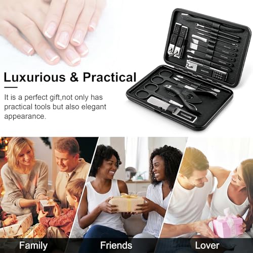 Leipple Manicure Kit Professional Nail Clipper Set-18 Pieces, Black