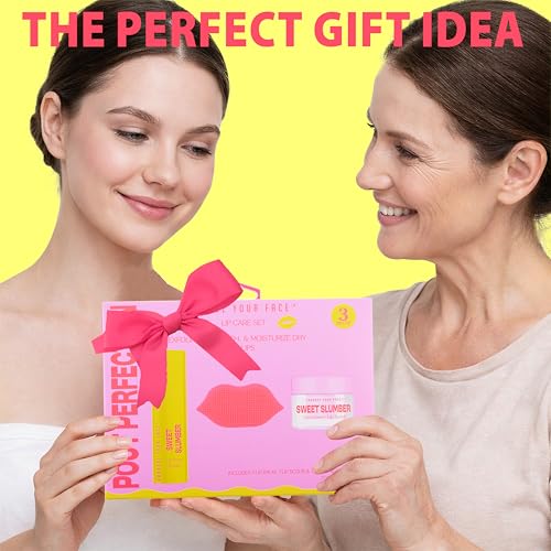 3pc Lip Care Set – Pout Perfection Strawberry Lip Scrub, Banana Lip Balm, and Silicone Lip Scrubber Tool – Exfoliating & Moisturizing Lip Treatment Kit – 0.95 Oz Tota