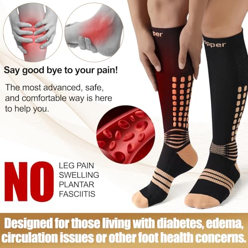 NEENCA Professional Compression Socks for Women Men Circulation, 20-30 mmHg High Copper Large