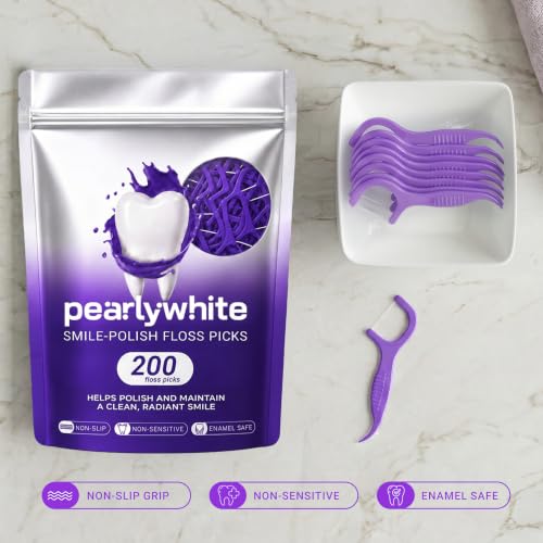 Pearly White V34 Dental Floss Picks, 200 Count, Pack of 4 4-Pack