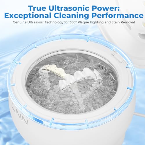 Ultrasonic Retainer Cleaner, 45kHz Cleaning Machine for Retainers, Aligners, Dentures, Mouth Guards & Toothbrush Heads, 180ML Portable Cleaning Pod with 5-Min Auto Cycle