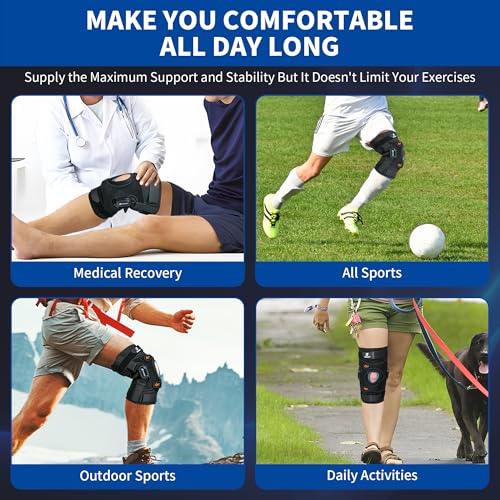 TIMTAKBO Medium Hinged Knee Brace With Side Stabilizers for Men Women Black