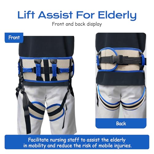 Adjustable Gait Belt with Multiple Handles Blue