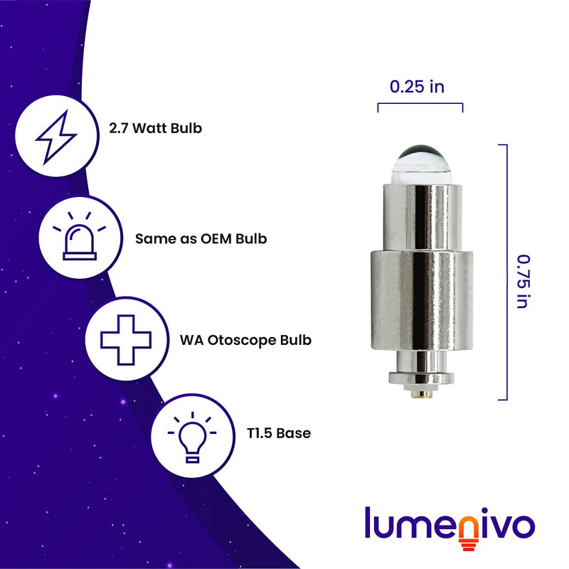 lumenivo Replacement Bulb for Welch Allyn Otoscope Bulb WA-06500 2.7W 3.5V Light Bulb with T1.5 Base Compatible for 06500, 06500, 6500, 06500U, WA06500, WA-06500-U WA Macroview Otoscope - 2 Bulbs 2 Pack - BeesActive Australia