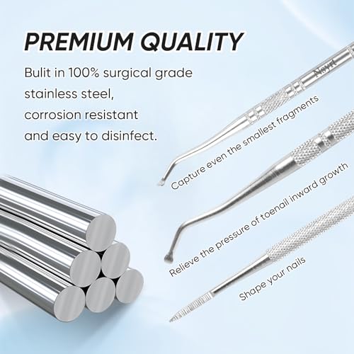 6PCS Ingrown Toenail File and Lifters, Ingrown Toenail Removal Kit Silver
