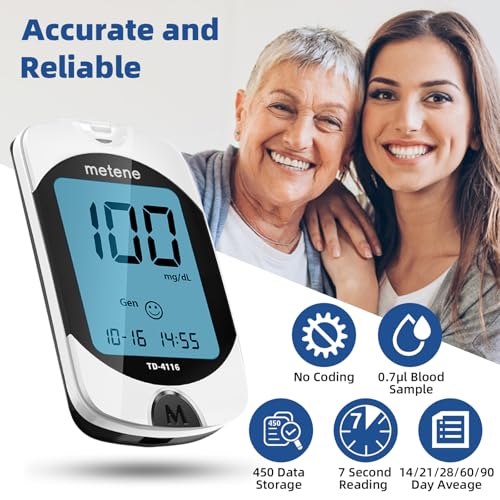 Metene TD-4116 Blood Glucose Monitor Kits, Blood Sugar Testing Kit, HSA/FSA TD-4116-150