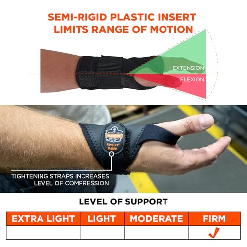 Ergodyne ProFlex 4020 Right Wrist Support, Black, Large/X-Large L/XL