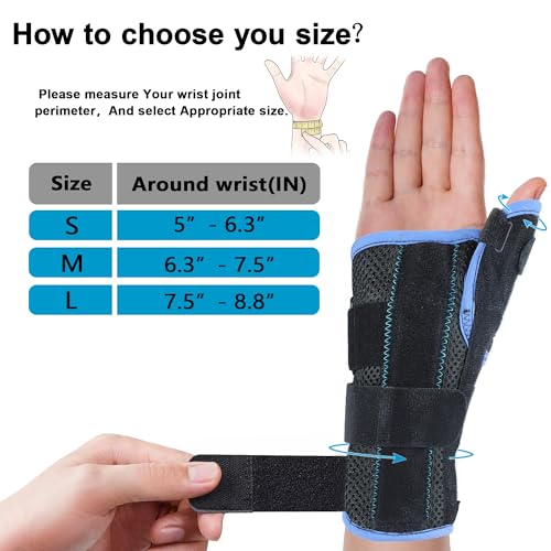 VISKONDA Wrist Brace with Thumb Spica Splint – Adjustable Wrist and Thumb Support Brace for De Quervain’s Tenosynovitis,Carpal Tunnel Syndrome,Arthritis,Tendonitis,Sprains,Sports Injuries(Left Hand,Large) Large Left Hands