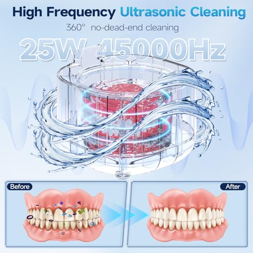 DODOWIN 45kHz Ultrasonic Retainer Cleaner, 200ML, 2 Cleaning Modes White