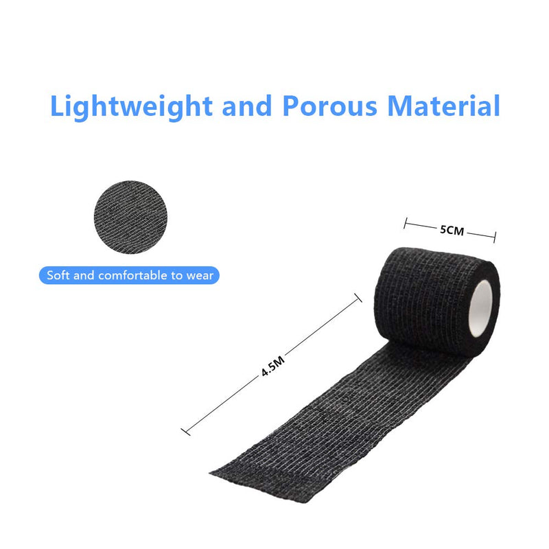COJJ Pack of 24 5cm x 4.5m Adhesive Bandage Cohesive Bandage Self-Adhesive Bandage Finger Plaster Wound Dressing Fixing Bandage Animal Bandage Hand Tear Waterproof Elastic Bandage for People Pets (Black) 5cm - BeesActive Australia