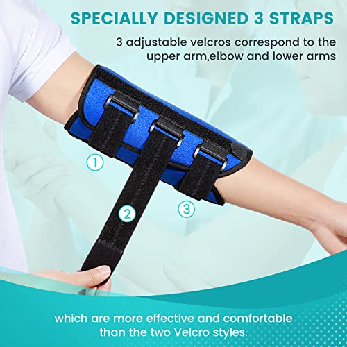 Elbow Brace for Ulnar Nerve Cubital Tunnel Syndrome for Women and Men, Arm Splint Left & Right Elbow Support Immobiliser for Straighten Arms to prevent Elbow Bending While Sleeping - L Blue