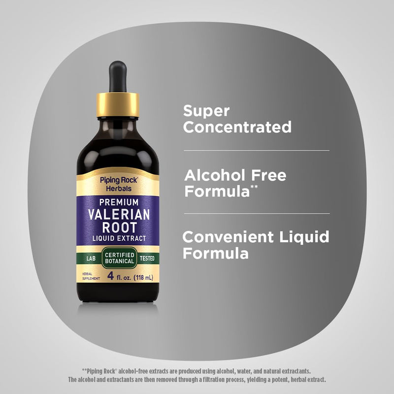 Piping Rock Valerian Root Extract Liquid | 4 fl oz | Premium Tincture Drops | Certified Botanical Supplement | Alcohol Free, Non-GMO, Gluten Free Drops - BeesActive Australia