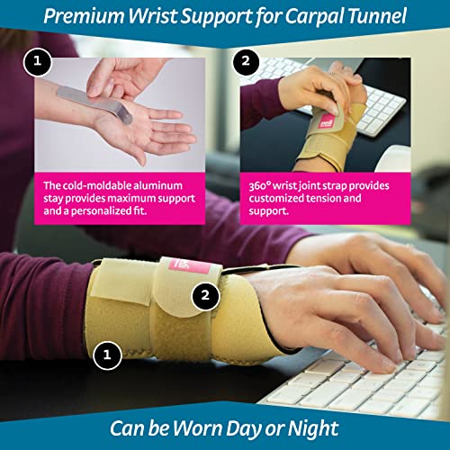 medi Neoprene Carpal Tunnel Wrist Support - carpal tunnel, sprains, & weak wrists Beige Left Medium