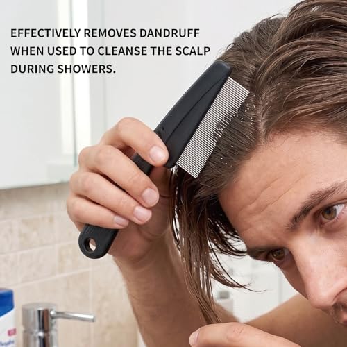 Yumflan 1.0mm Fine Tooth Stainless Steel Dandruff Comb